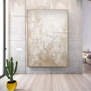 Beige White Abstract Oil Painting On Canvas Minimalist White Canvas Wall Art Handmade Large Textured White Wall Decor Unframed