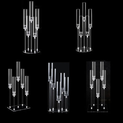 1 Pack Acrylic Candle Holder 5 Arms Clear Candlestick Holder for Table Centerpieces, Wedding, Party, Anniversary Decoration