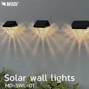 2Pcs Solar Powered Diamond Wall Lights Outdoor Waterproof - Auto Dusk to Dawn LED for Pathway, Porch, Yard, Landscape Decoration