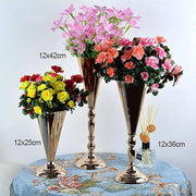 "Metal Flower Stand, Table Vase, Centerpiece, Wedding Decor Prop, Gold-Plated Trophy, and Candle Holder