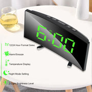 LED Screen Curved Dimmable Mirror Clock Home Decors For Kids Bedroom Large Number Table Clock Digital Alarm Clock 7 Inch