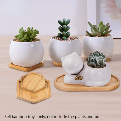 Flower Pots Nursery Planter Bamboo Tray Anti-Fade 14 Style Round Square Minimalism Holder Home Decor Gardening Supply Wood Rural