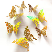 12 Pcs Gold 3D Hollow Butterfly Wall Sticker For Wedding Decoration Decals Living Room Home Decor Butterflies Garden Stickers