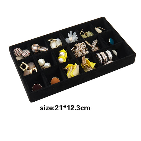 Jewelry Organizer Velvet Jewelry Storage Tray Display Ring Bracelet Necklace Storage Box Showcase Drawer Organizer Trays