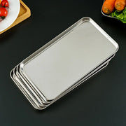 Rectangle Stainless Steel Tray Buffet Presentation Tray Metal Food Serving Plate Rice Noodle Pan Home Dishes Storage Organizer