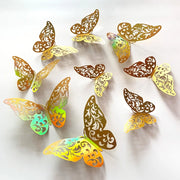 12 Pcs Gold 3D Hollow Butterfly Wall Sticker For Wedding Decoration Decals Living Room Home Decor Butterflies Garden Stickers