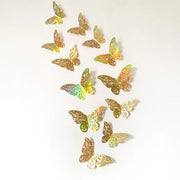 12 Pcs Gold 3D Hollow Butterfly Wall Sticker For Wedding Decoration Decals Living Room Home Decor Butterflies Garden Stickers