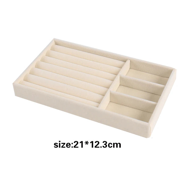 Jewelry Organizer Velvet Jewelry Storage Tray Display Ring Bracelet Necklace Storage Box Showcase Drawer Organizer Trays