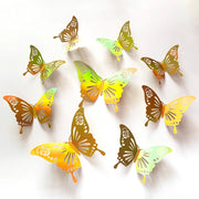 12 Pcs Gold 3D Hollow Butterfly Wall Sticker For Wedding Decoration Decals Living Room Home Decor Butterflies Garden Stickers