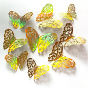 12 Pcs Gold 3D Hollow Butterfly Wall Sticker For Wedding Decoration Decals Living Room Home Decor Butterflies Garden Stickers