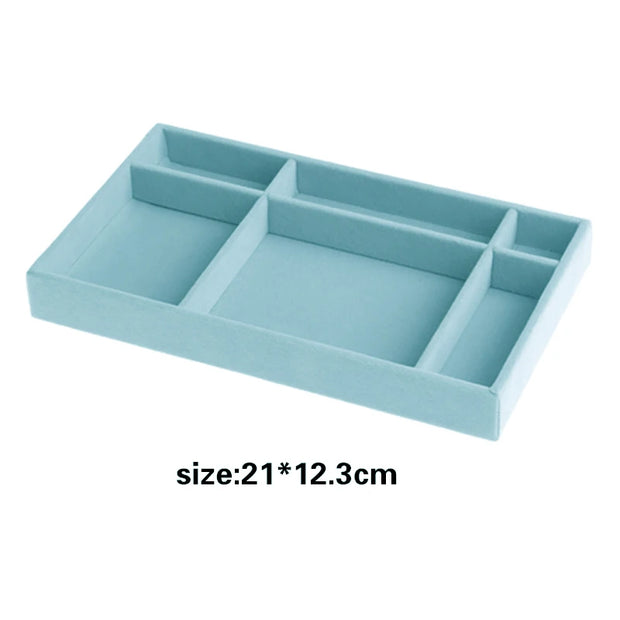 Jewelry Organizer Velvet Jewelry Storage Tray Display Ring Bracelet Necklace Storage Box Showcase Drawer Organizer Trays