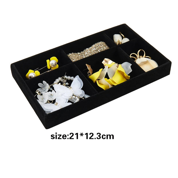 Jewelry Organizer Velvet Jewelry Storage Tray Display Ring Bracelet Necklace Storage Box Showcase Drawer Organizer Trays