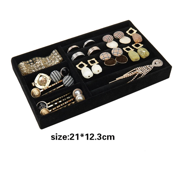 Jewelry Organizer Velvet Jewelry Storage Tray Display Ring Bracelet Necklace Storage Box Showcase Drawer Organizer Trays