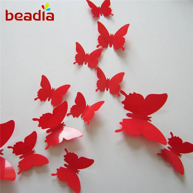 12pcs 3D PVC Butterfly New Qualified Wall Stickers for Curtain Living room Decoration Plastic Wall Stickers Plastic Posters