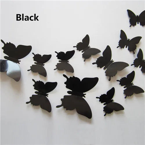 12pcs 3D PVC Butterfly New Qualified Wall Stickers for Curtain Living room Decoration Plastic Wall Stickers Plastic Posters