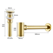 Bathroom Basin Sink Drain Stopper Kit Brass Bottle Trap Basin Sink Pop Up Drain with Waste Pipe