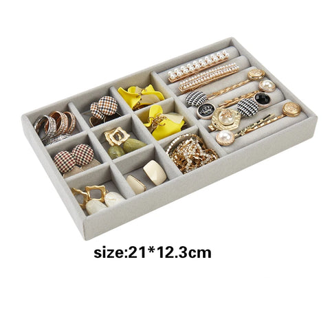 Jewelry Organizer Velvet Jewelry Storage Tray Display Ring Bracelet Necklace Storage Box Showcase Drawer Organizer Trays