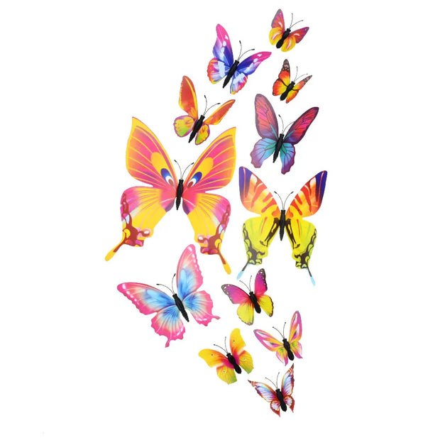 12pcs PVC 3d Butterfly wall decor cute Butterflies wall stickers art Decals home Decoration room wall art