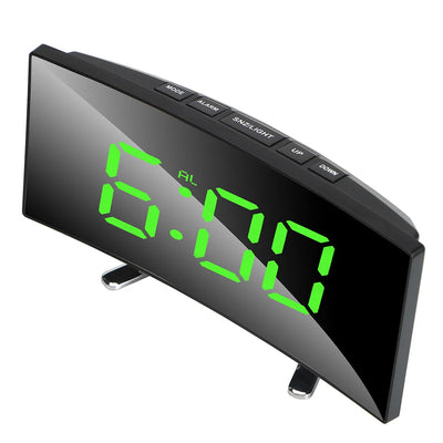 LED Screen Curved Dimmable Mirror Clock Home Decors For Kids Bedroom Large Number Table Clock Digital Alarm Clock 7 Inch