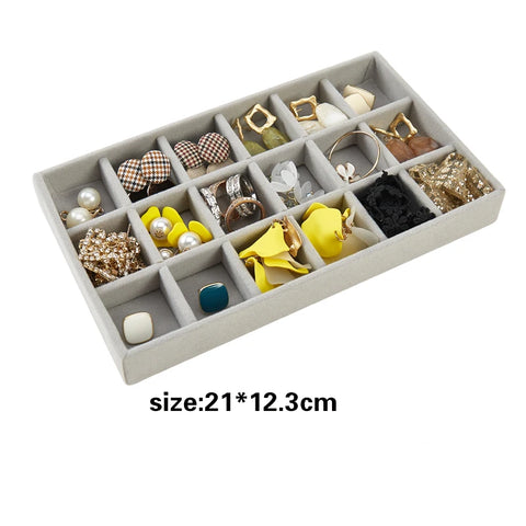 Jewelry Organizer Velvet Jewelry Storage Tray Display Ring Bracelet Necklace Storage Box Showcase Drawer Organizer Trays