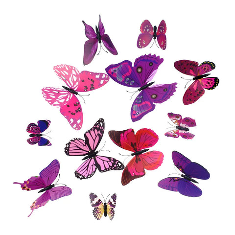 12pcs PVC 3d Butterfly wall decor cute Butterflies wall stickers art Decals home Decoration room wall art