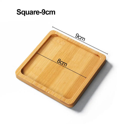 Multi Bamboo Tray Wood Saucer Flower Pot Tray Cup Pad Coaster Plate Kitchen Decorative Plate Creative Coaster Coffee Cup Mat