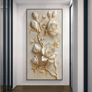 Vintage White Flower Canvas Painting Retro Magnolia Flower Wall Arts Lily Floral Posters Prints Home Porch Wall Decor No Frame