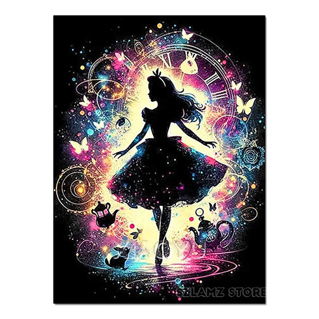 Disney Alice in Wonderland Diamond Painting Cheshire Cat Cartoon Cross Stitch Mosaic Kit Full Round/Square Drills DIY Art Decor