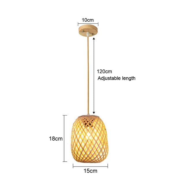 Rattan Wicker Bamboo Wood Pendant Light Ceiling Lustre Chandelier Hanging Lamp Hand Knitted Braided Home Living Bed Room Decor