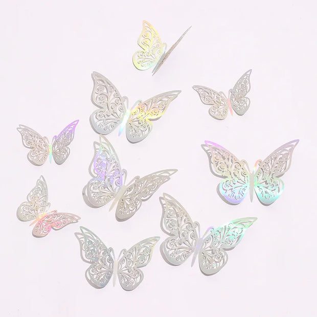 12 Pcs/Set 3D Wall Stickers Hollow Butterfly for Kids Rooms Home Wall Decor DIY Mariposas Fridge stickers Room Decoration