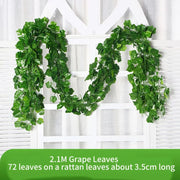 2.1M Green Ivy Leaf Hanging Vine Artificial Garland Silk Wall Plant Home Garden Decoration Wedding Party DIY Fake Wreath Leaves