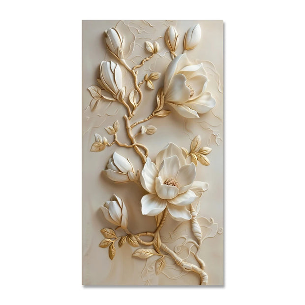 Vintage White Flower Canvas Painting Retro Magnolia Flower Wall Arts Lily Floral Posters Prints Home Porch Wall Decor No Frame