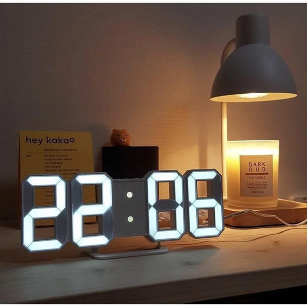 3D LED Digital Alarm Clock Wall Clock Times Date Temperature Suitable for Home Kitchen Clock Decoration Clocks Decor Garden