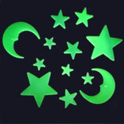 8cm Luminous Little Moon Wall Sticker with Stars Glow in the Night for Student Room Decoration 3D Fluorescent Star Patch