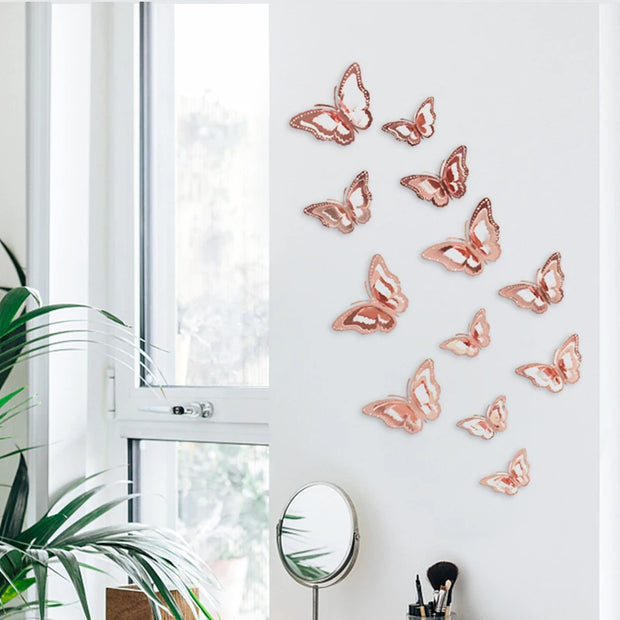 12pcs 3D Butterfly Wall Stickers Self Adhesive Butterfly Wallpaper For Home Living Room Decoration Kids Room Wall DIY Decal