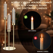 1 Set Acrylic Candelabra Centerpiece 30.7 Gold Candle Holder 3 Arm Pillar Taper Candlesticks with Acrylic   Fit 0.87 LED Candle