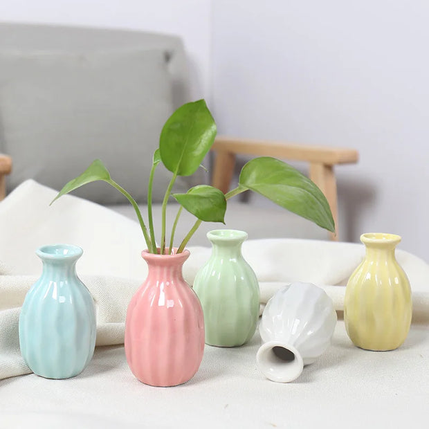 Unique Ceramic Mini Flower Vase Home Garden Decoration Planter Pot Cute Flowerpot Planter Desktop Vase Home Office Bonsai Pot