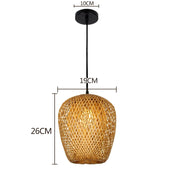 Hand Knitted Chinese Style Weaving Hanging Lamps 18/19/30cm Bamboo Pendant Lamp Restaurant Home Decor Lighting Fixtures