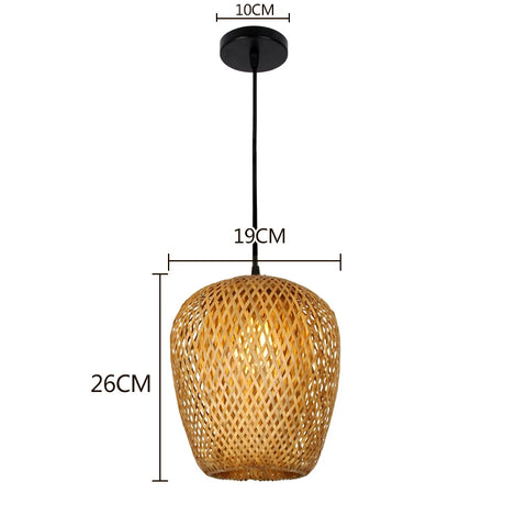 Hand Knitted Chinese Style Weaving Hanging Lamps 18/19/30cm Bamboo Pendant Lamp Restaurant Home Decor Lighting Fixtures