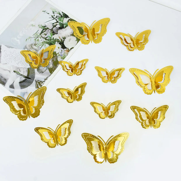 12pcs 3D Butterfly Wall Stickers Self Adhesive Butterfly Wallpaper For Home Living Room Decoration Kids Room Wall DIY Decal