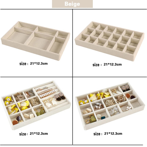 Jewelry Organizer Velvet Jewelry Storage Tray Display Ring Bracelet Necklace Storage Box Showcase Drawer Organizer Trays