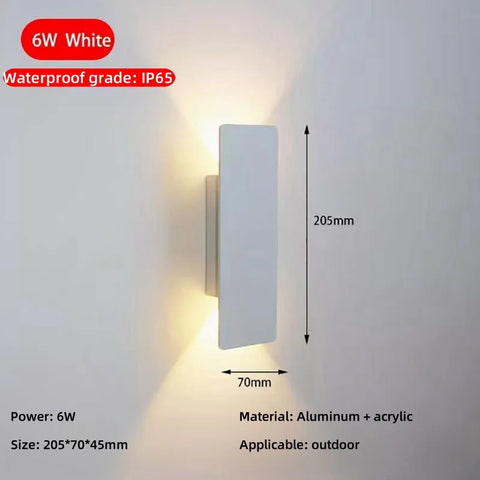 Outdoor Waterproof Wall Lamps Strip Aluminum Wall Lights 18W LED Black Wall Lamp Bedroom Exterior Outdoor Lighting Fixtures