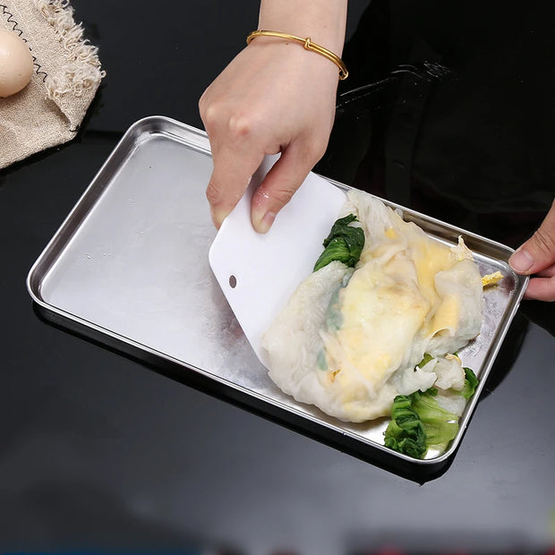 Rectangle Steamed Sausage Noodles Storage Trays Stainless Steel Fruit Dish Restaurant Hotel Kitchen Pastry Food Baking Plates