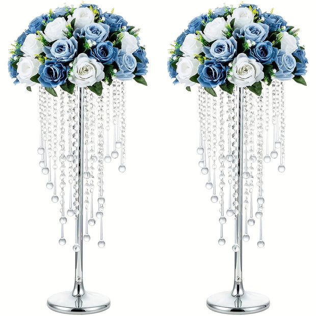 2-piece Acrylic Hanging Bead Flower Stand, Electroplated Flower Stand, Wedding Road Lead, Home Decoration, Party Decoration