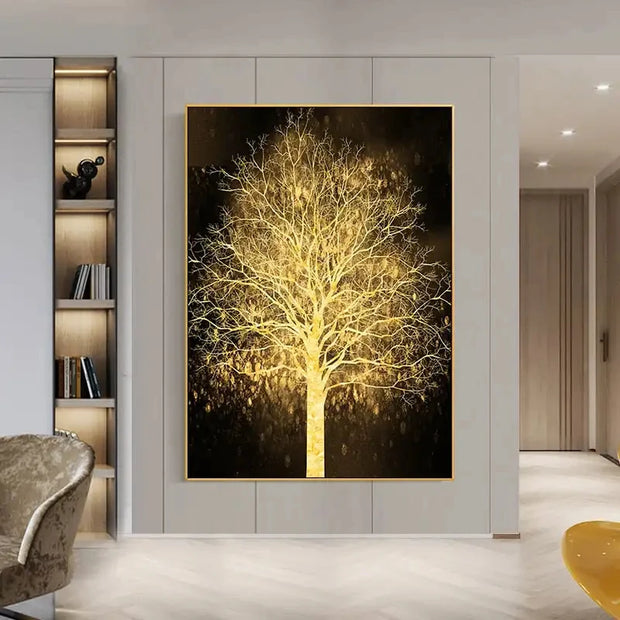 Luxury Gold Tree Posters Wall Art Canvas Painting Prints Poster Pictures for Living Room Modern Home Decor No Frame