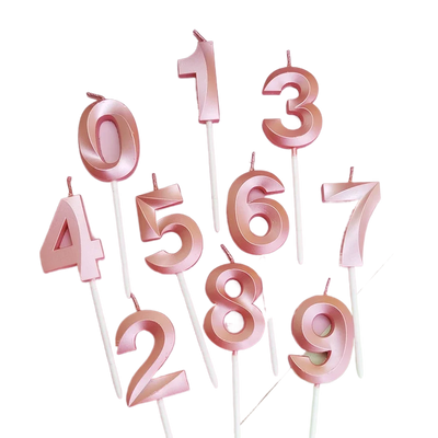 Pink Opera 0-9 Digital Candles Happy Birthday Cake Decorative Candles Little Princess Girls Pink Party Number Candles Supplies