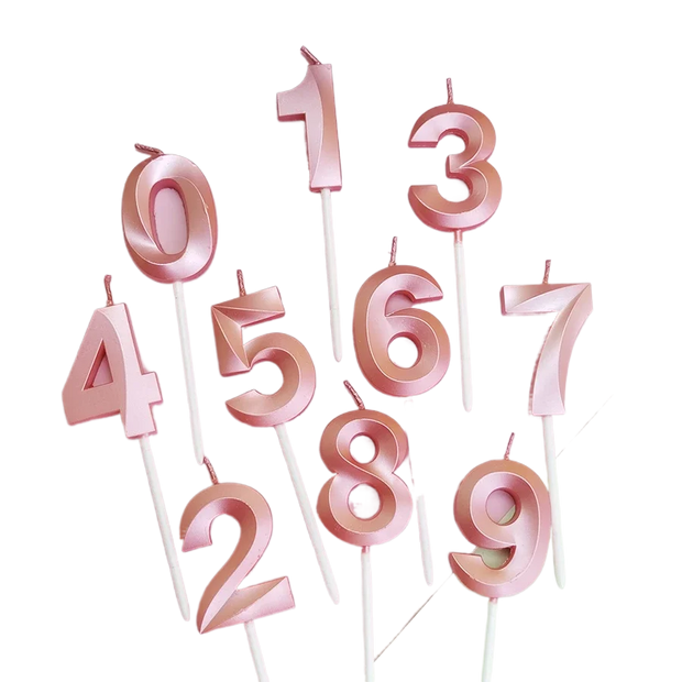 Pink Opera 0-9 Digital Candles Happy Birthday Cake Decorative Candles Little Princess Girls Pink Party Number Candles Supplies