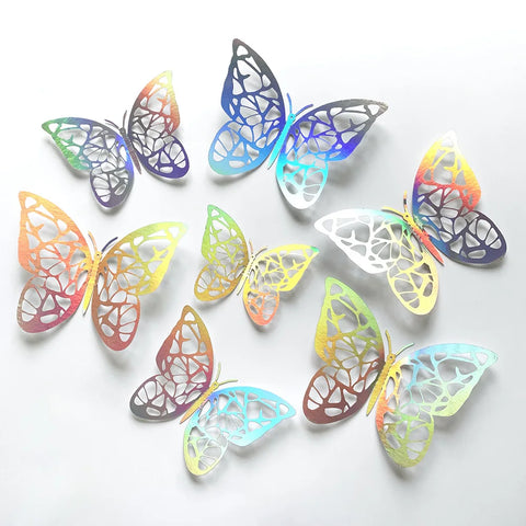 12Pcs Fashion 3D Hollow Butterfly Creative Wall Sticker For DIY Wall Stickers Modern Wall Art Home Decorations DIY Gift