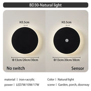 LED Lighting Modern Simple Circular Wall Light With Touch Sensor Outdoor Waterproof IP65 Bedroom Porch Entrance Stairs 85-265V