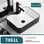 Nordic Tabletop Basin Sink Fashion Single Basin Minimalist and Modern Bathroom Ceramic Basin Household Washbasin 500*370*130mm